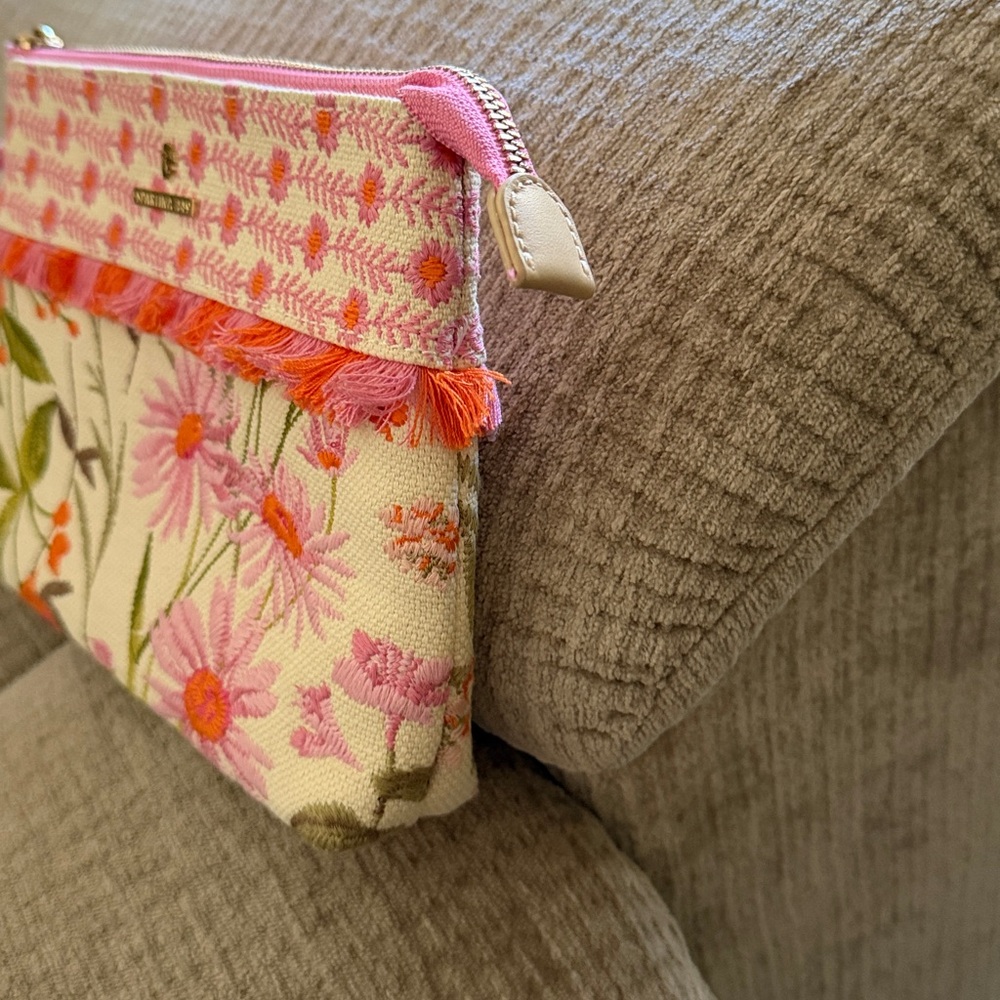 Spartina 449 Marci wristlet embroidered woven blend of cotton &jute leather trim - Picture 7 of 10
